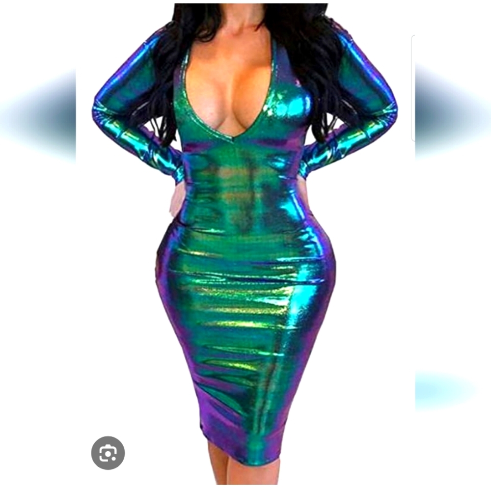Body Con Sexy Teal Disco Dress